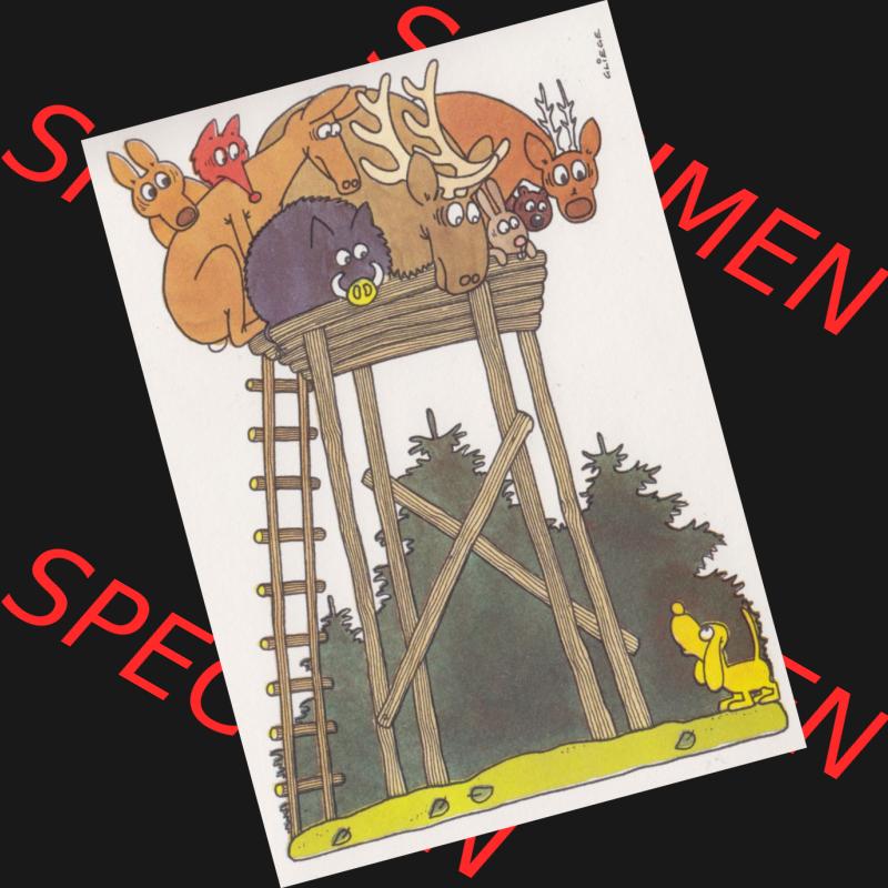 Ansichtskarten DDR Comics, Jäger mit Hund von 1986, Junge Hunde müssen beißen lernen vom Militärverlag der DDR (VEB) - Berlin, Comics gezeichnet von Eugen... Sammlung