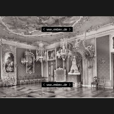 Alte s/w Ansichtskarte Echt Foto DDR Bezirk Gera, Kreis Rudolstadt, Museen Schloss Heidecksburg (Thüringen) 1983, Roter Saal. Echt Foto Ansichtskarte aus DDR-Zeiten... Sammlung