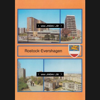 Alte Ansichtskarte mit Ansichten der DDR Bezirk Rostock, Stadtkreis Rostock, Hansestadt Rostock 1986, Bertolt-Brecht-Straße, Blick vom S-Bahnhof. Alte Ansicht in der... Sammlung