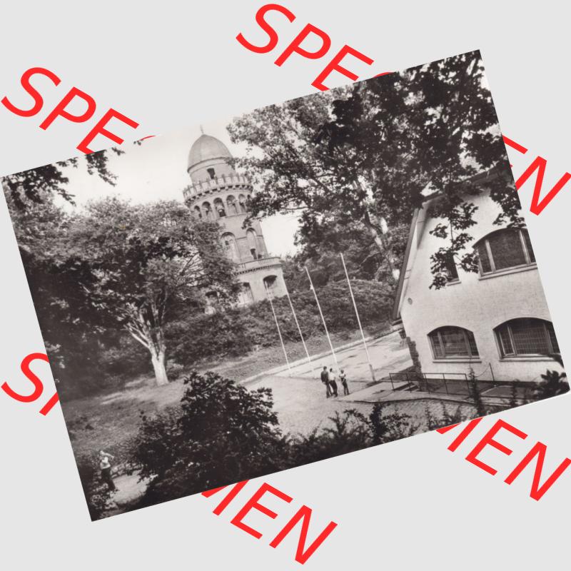 Ansichtskarten DDR Bezirk Rostock, Kreis Rügen, Stadt Bergen, Rugardturm 1985, Rugardturm und HO-Rugard-Gaststätte in Bergen auf Rügen, der Insel Rügen... Sammlung