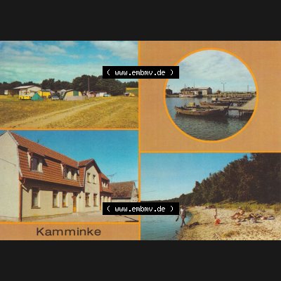 Ansichtskarten DDR Bezirk Rostock, Kreis Wolgast, Insel Usedom Ortschaft Kamminke, Campingplatz, Blick zum Hafen, Konsum-Gaststätte "Haffblick". Alte... Sammlung