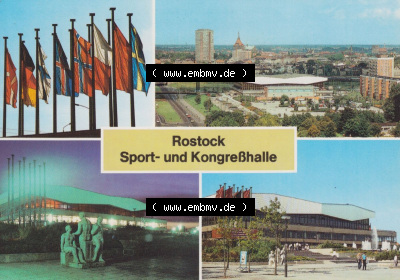 Ansichtskarten DDR Bezirk Rostock, Stadtkreis Rostock, Hansestadt Rostock Rostock Sport-Halle und Kongresshalle. Alte Ansicht... Sammlung