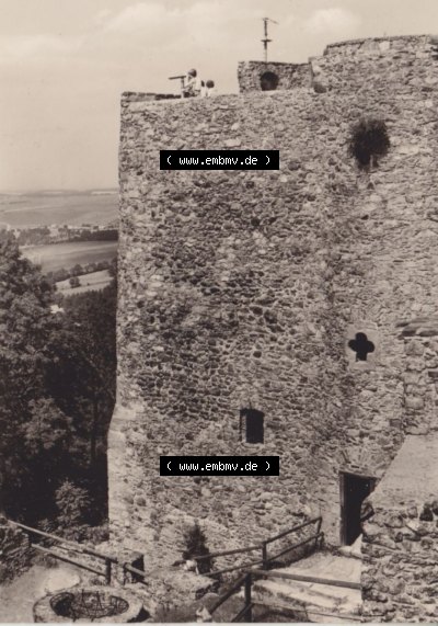 Fotos DDR, Bezirk Karl-Marx-Stadt, Kreis Brand-Erbisdorf, Klein-Stadt Frauenstein Frauenstein, Burgruine, Turm. Fotos in s/w bzw.... Sammlung