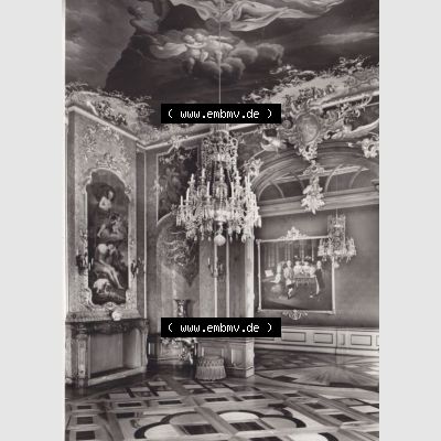 Alte s/w Ansichtskarte Echt Foto DDR Bezirk Gera, Kreis Rudolstadt, Museen Schloss Heidecksburg (Thüringen) 1983, Rotes Eckkabinet. Echt Foto Ansichtskarte aus... Sammlung