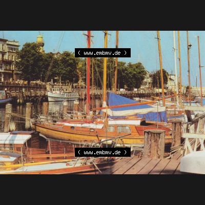 Ansichtskarten DDR Bezirk Rostock, Stadtkreis Rostock, Hansestadt Rostock-Warnemünde 1985, Am Alten Strom, Hafen und Schiffe. DDR Bezirk Rostock, Stadtkreis Rostock,... Sammlung