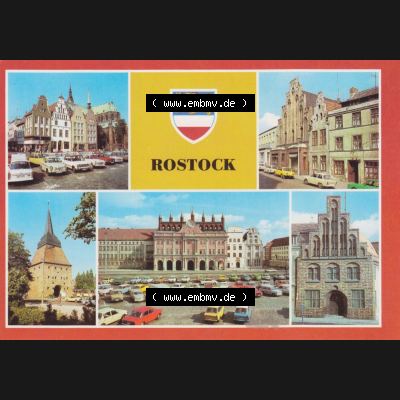 Ansichtskarten DDR Bezirk Rostock, Stadtkreis Rostock, Hansestadt Rostock 1984, Giebelhäuser und Marienkirche, Große Wasserstraße, Steintor, Kerkhofhaus.... Sammlung