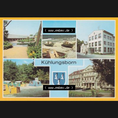 Alte Ansichtskarte DDR Bezirk Rostock, Kreis Bad Doberan, Ostseebad Kühlungsborn 1985, Konzertgarten Ost, Bootliegeplatz, Zeltplatz. Alte Ansichtskarte der DDR... Sammlung