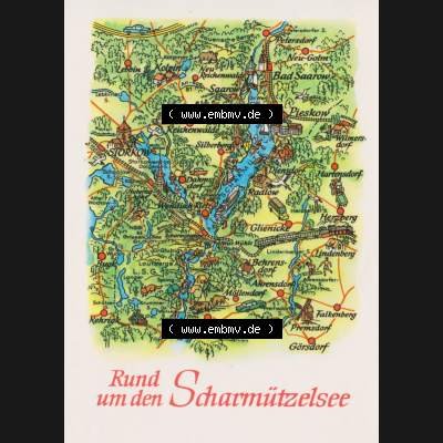Ansichtskarte mit DDR Karten-Zeichnung 1983, Rund um den Scharmützelsee - Landkarte gezeichnet und herausgegeben, bzw. an Urlauber in der Deutschen Demokratischen Republik verkauft. Sammlung
