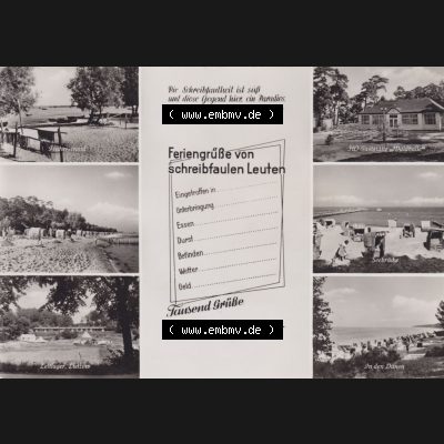 Alte Ansichtskarte DDR Bezirk Rostock, Kreis Greifswald Ostseebad Lubmin in s/w 1959, Ostseebad Lubmin, Graphokopie H. Sander, Berlin. Alte Ansichtskarte mit einer... Sammlung