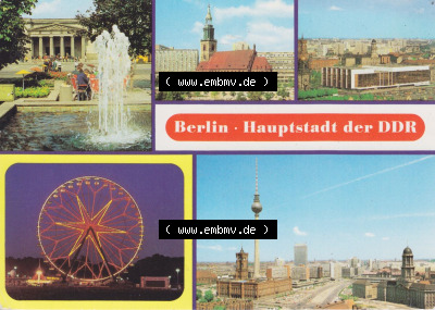 Stadt Berlin Ansicht in Farbe 1983, Marienkirche, Palast der Republik DDR, Kulturpark Berlin Sammlung