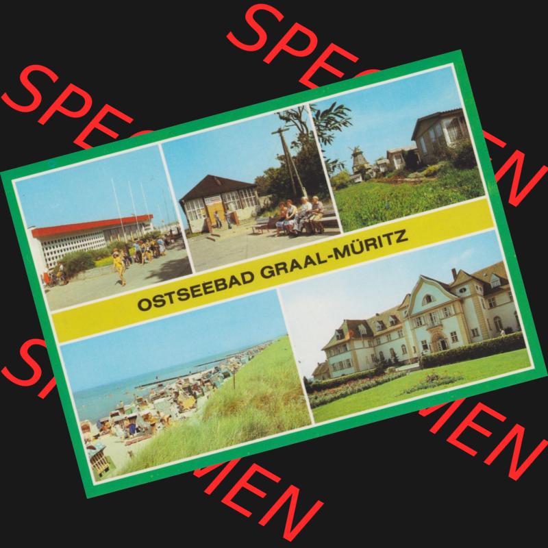 Alte Ansichtskarte DDR Bezirk Rostock, Kreis Rostock, Ostseebad Graal-Müritz 1986, Broilergaststätte, Café Seeblick, Ferienobjekt Strandperle, Strand.... Sammlung