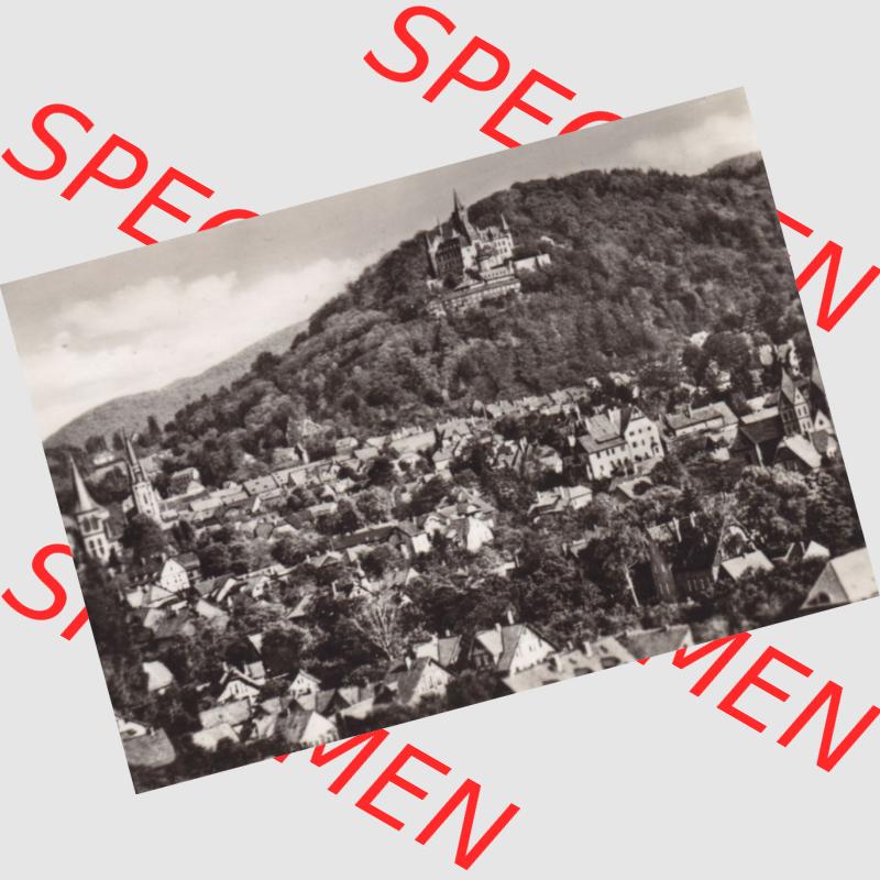 Altes Foto der DDR, Bezirk Magdeburg, Kreis Wernigerode, Stadt Wernigerode am Harz 1970, Blick von der Sennhütte. Das alte Foto wurde 1970 innerhalb einer Foto-Mappe... Sammlung
