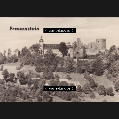 Fotos DDR, Bezirk Karl-Marx-Stadt, Kreis Brand-Erbisdorf, Klein-Stadt Frauenstein Blick aufs Schloss und Burgruine. Fotos in s/w bzw. in schwarzweiß der Burgruine... Sammlung
