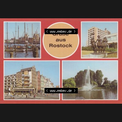 Ansichtskarten DDR Bezirk Rostock, Stadtkreis Rostock, Hansestadt Rostock Blick vom Gehlsdorf über die Warnow, Plastik am Interhotel Warnow. DDR Bezirk Rostock, Stadtkreis... Sammlung