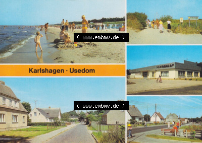 Karlshagen Usedom 1985, Strand, Hafenstraße, HO-Gaststätte Nordkap. Alte Ansichtskarte Sammlung