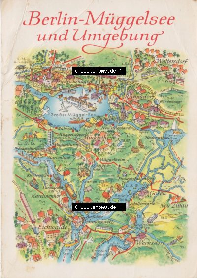 Ansichtskarte mit DDR Karten-Zeichnung 1967, Berlin-Müggelsee und Umgebung - Landkarte gezeichnet -.-.- Sammlung