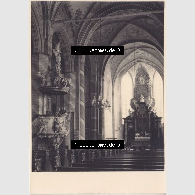 Altes Foto mit einer Ansicht der DDR Bezirk Rostock, Kreis Rügen, Stadt Bergen, Marienkirche in Bergen auf Rügen (0001). DDR Bezirk Rostock, Kreis Rügen,... Sammlung