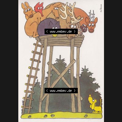 Ansichtskarten DDR Comics, Jäger mit Hund von 1986, Junge Hunde müssen beißen lernen vom Militärverlag der DDR (VEB) - Berlin, Comics gezeichnet von Eugen... Sammlung
