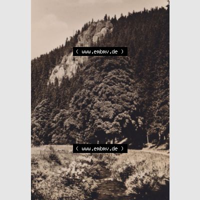 Alte Fotos DDR Bezirk Suhl, Kreis Schmalkalden-Meiningen, Stadt Oberhof Ansicht von 1962, 5536 Räuberstein mit Silbergraben. Sammlung