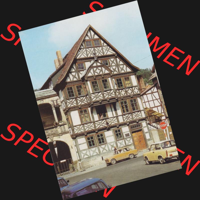 Alte Ansichtskarte DDR Bezirk Suhl, Allgemeine Mappe aus dem Jahr 1989, Meiningen, Alte Posthalterei. Ansichtskarte bzw. Postkarte aus DDR-Zeiten Bezirk Suhl der Deutschen... Sammlung