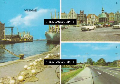 Stadt Wismar mit Ansichten 1975, Hafen, Am Markt, Hochbrücke, DDR Bezirk Rostock, Kreis Wismar der Stadt Wismar im online Katalog Sammlung