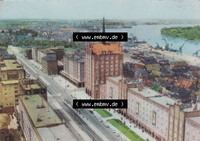 Ansichtskarte DDR Bezirk Rostock, Stadtkreis Rostock, Hansestadt Rostock Ansicht Rostocker Lange Straße, Luftansicht, Einbildkarte.... Sammlung