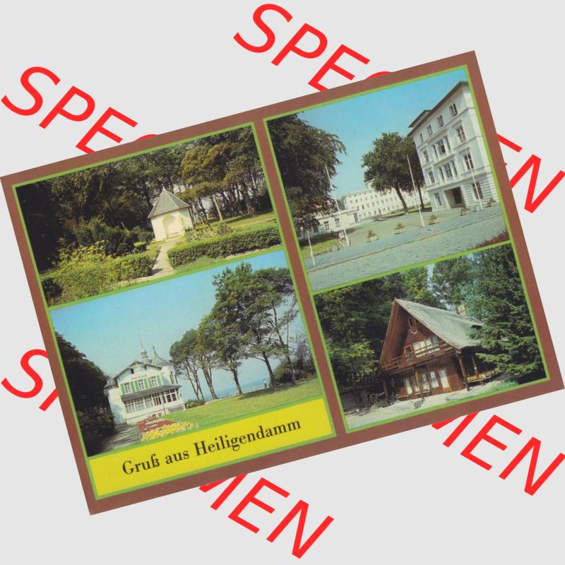 Alte Ansichtskarte DDR Bezirk Rostock, Kreis Bad Doberan, Stadt Bad Doberan mit Stadtteil und Ostseebad Heiligendamm 1986, Botanischer Garten, Haus B erlin und Haus Weimar,... Sammlung