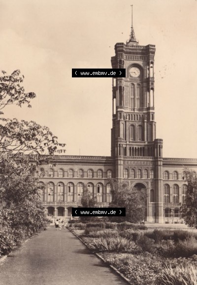 Berlin in s/w 1963, Rathaus von Berlin in der DDR. Stadtansichten der Stadt Berlin, mit alter Ansicht in Schwarzweiß der Hauptstadt... Sammlung