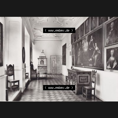 Alte s/w Ansichtskarte Echt Foto DDR Bezirk Gera, Kreis Rudolstadt, Museen Schloss Heidecksburg (Thüringen) 1983, Barockgalerie. Echt Foto Ansichtskarte aus... Sammlung