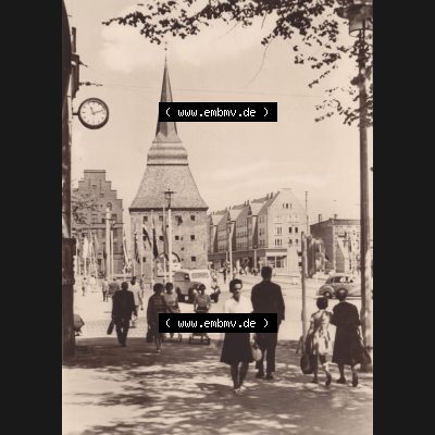 Ansichtskarte DDR Bezirk Rostock, Stadtkreis Rostock, Hansestadt Rostock Ansicht 1962, Rostock Am Steintor, Einbildkarte Hochformat. Alte Ansicht in der DDR Bezirk Rostock,... Sammlung