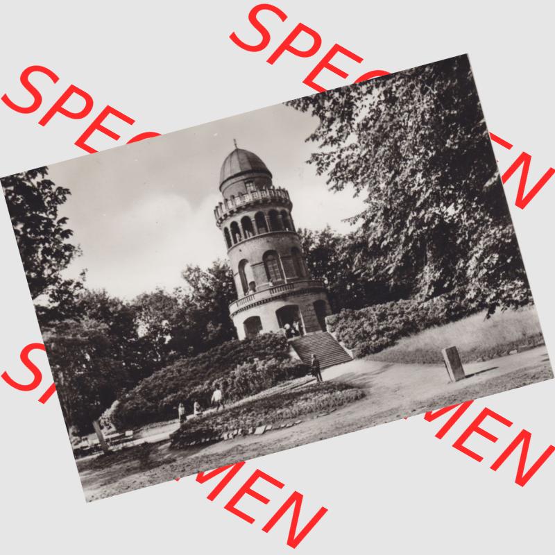 Ansichtskarten DDR Bezirk Rostock, Kreis Rügen, Stadt Bergen, Rugardturm 1977, Planet-Verlag Berlin, Rugardturm (1) Sammlung
