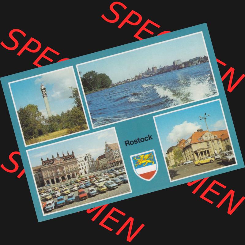 Ansichtskarten DDR Bezirk Rostock, Stadtkreis Rostock, Hansestadt Rostock Richtfunkturm, Rathausplatz, Medizinische Universitätsklinik. Alte Ansicht in der DDR Bezirk... Sammlung