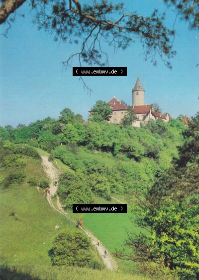 1990, Kahla, Kreis Jena, Blick zur Leuchtenburg Sammlung
