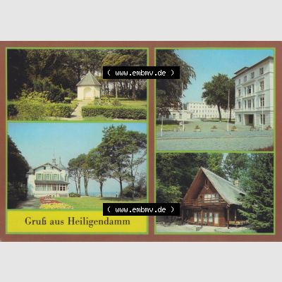Alte Ansichtskarte DDR Bezirk Rostock, Kreis Bad Doberan, Stadt Bad Doberan mit Stadtteil und Ostseebad Heiligendamm 1986, Botanischer Garten, Haus B erlin und Haus Weimar,... Sammlung