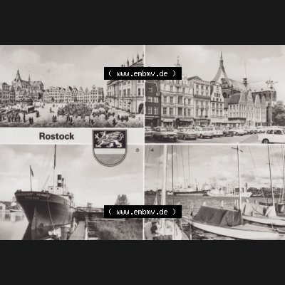 Ansichtskarte DDR Bezirk Rostock, Stadtkreis Rostock, Hansestadt Rostock Ansicht 1983, Neuer Markt von Rostock, Pionierschiff Vorwärts, Alten Hafen, Mehrbildkarte.... Sammlung