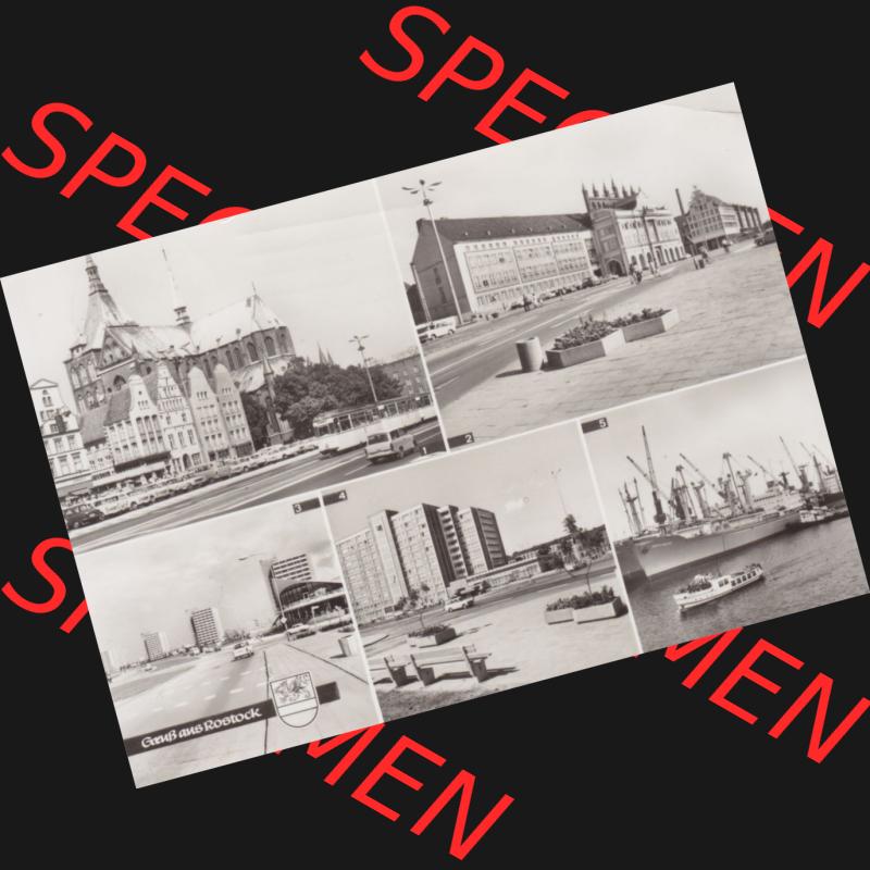 Ansichtskarte DDR Bezirk Rostock, Stadtkreis Rostock, Hansestadt Rostock Ansicht 1978, Ernst-Thälmann-Platz mit Ratrhaus, Südstadt, Überseehafen, Mehrbildkarte.... Sammlung