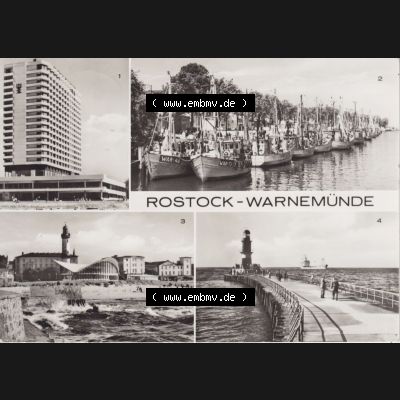 Ansichtskarte DDR Bezirk Rostock, Stadtkreis Rostock, Hansestadt Rostock-Warnemünde Ansicht 1978, Hotel Neptun, Am Alten Strom, Konsum-Gaststätte Teepott,... Sammlung
