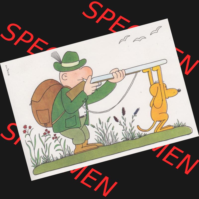 Ansichtskarten DDR Comics, Jäger mit Hund von 1986, Guter Hund macht guten Jäger vom Militärverlag der DDR (VEB) - Berlin, Comics gezeichnet von Eugen Gliege Sammlung