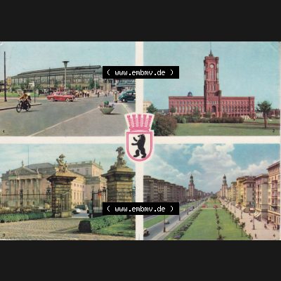 Verlag Felix Setecki, Berlin, Ansichtskarten DDR Stadt Berlin in Farbe 1962, Bahnhof Friedrichstraße, Rathaus, Deutsche Staatsoper, Am Frankfurter Tor, Mehrbildkarte.... Sammlung