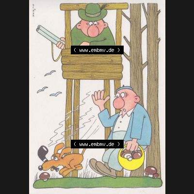 Ansichtskarten DDR Comics, Jäger mit Hund von 1986, Such verloren, Apport! vom Militärverlag der DDR (VEB) - Berlin, Comics gezeichnet von Eugen Gliege Sammlung