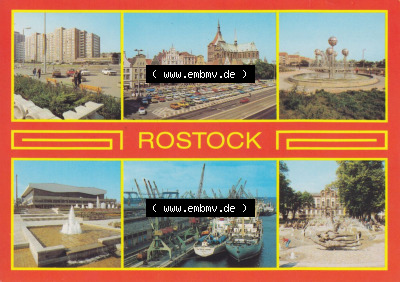 Ansichtskarte DDR Bezirk Rostock, Stadtkreis Rostock, Hansestadt Rostock Ansicht 1986, Wohnhochhaus am Wilhelm-Pieck-Ring, Stadtzentrum... Sammlung