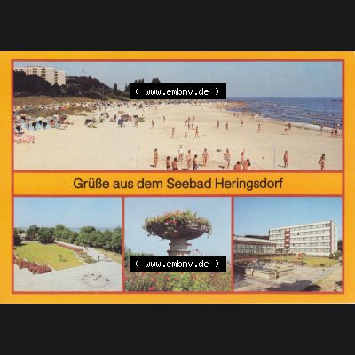 Alte Ansichtskarte DDR Bezirk Rostock, Kreis Wolgast, Seebad Heringsdorf 1986, FDGB-Erholungsheim Erich Weinert, Strand, Promenade mit Sonnenuhr. Alte Ansichtskarte... Sammlung