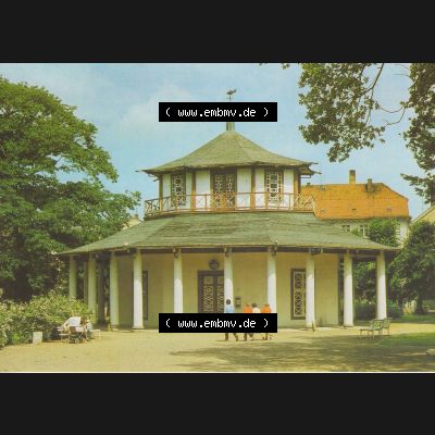 Alte Ansichtskarte der DDR Bezirk Rostock, Kreis Bad Doberan, Stadt Bad Doberan 1986, Weißer Pavillon am Kamp. Alte Ansichtskarte der DDR Bezirk Rostock, Kreis Bad... Sammlung