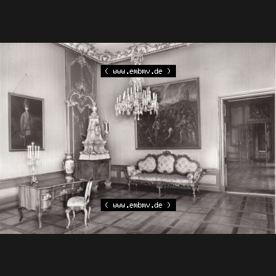 Alte s/w Ansichtskarte Echt Foto DDR Bezirk Gera, Kreis Rudolstadt, Museen Schloss Heidecksburg (Thüringen) 1983, Grünes Eckkabinet. Echt Foto Ansichtskarte... Sammlung