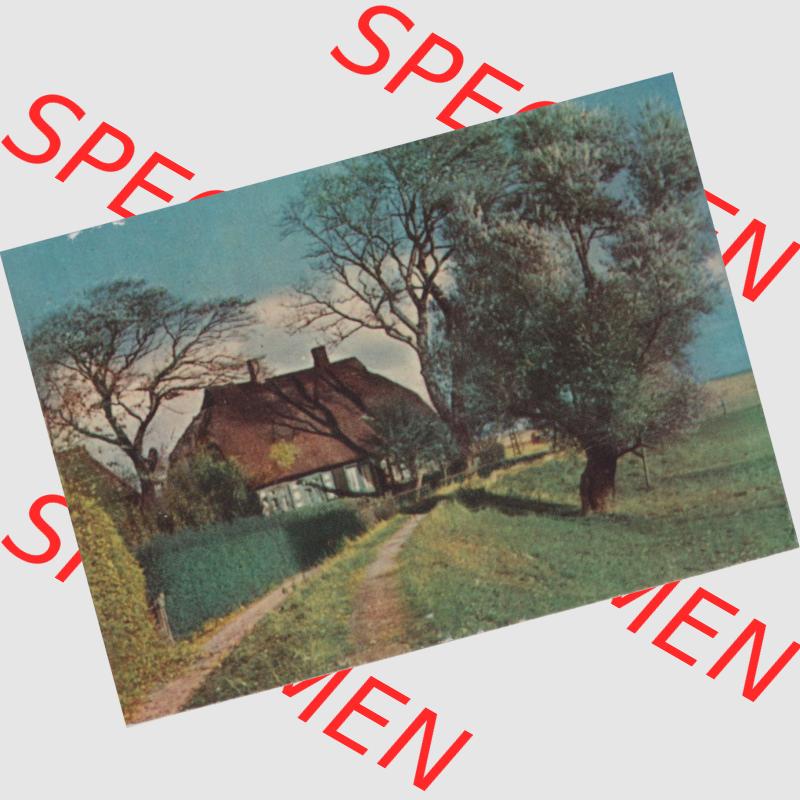 Fotos DDR Bezirk Rostock, Kreis Ribnitz-Damgarten, Ostseebad Ahrenshoop Lithografie von 1963, nach Aufnahmen von Fritz Wegschneider, Kleine Farbserie 10. Haus am Bodden.... Sammlung