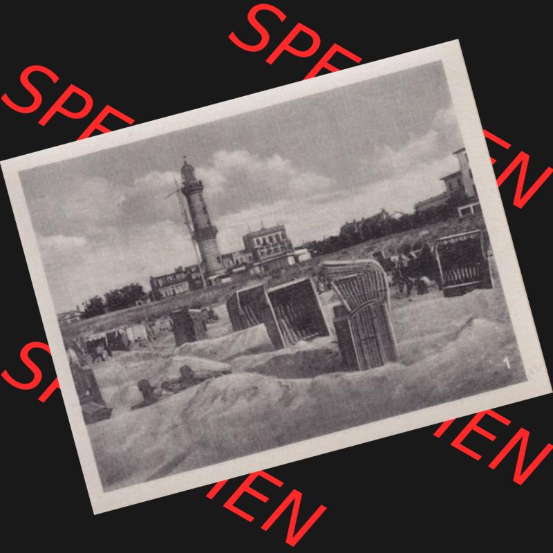 Alte Foto-Ansicht DDR Bezirk Rostock, Kreis Rostock, Hansestadt Rostock, Ortsteil Warnemünde 1957, 10 Fotos von Verlag Lederbogen - Karl-Marx-Stadt 1957, 1. Strand... Sammlung