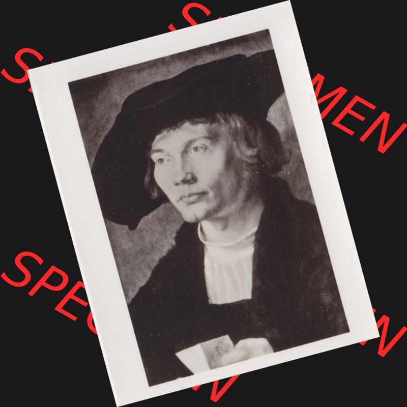 Fotos DDR Bezirk Dresden, Kreis Dresden, Stadt Dresden Gemäldegalerie Alte Meister, Foto vom Gemälde 1972, Bildnis eines jungen Mannes Albrecht Dürer. Foto... Sammlung