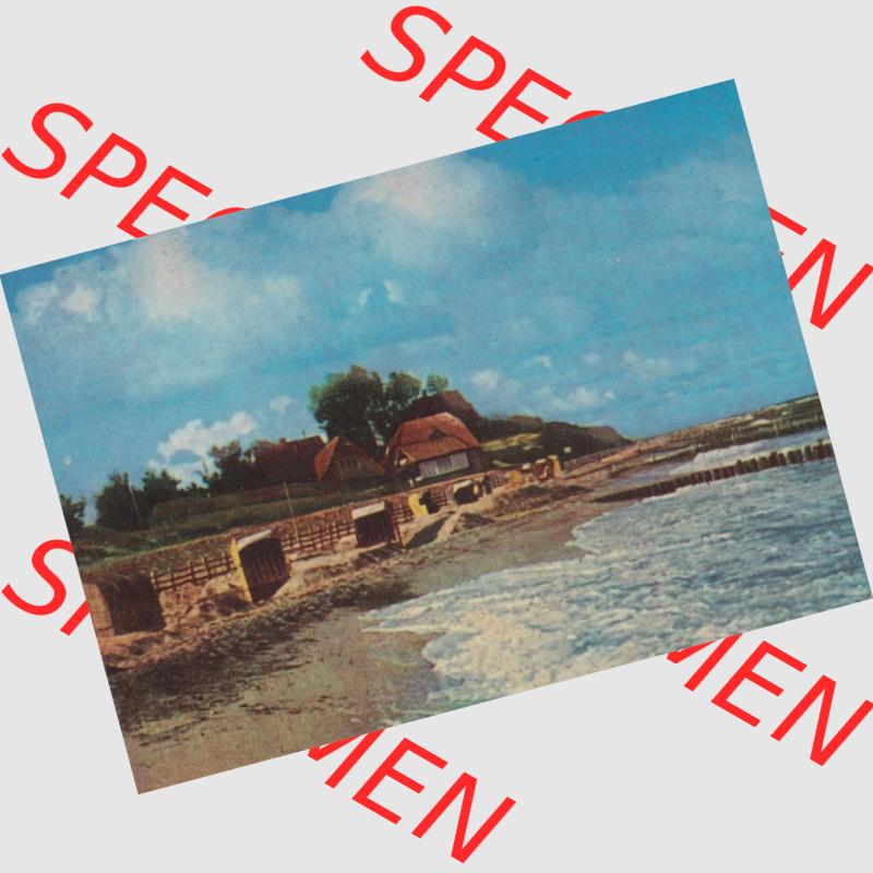 Fotos DDR Bezirk Rostock, Kreis Ribnitz-Damgarten, Ostseebad Ahrenshoop Lithografie von 1963, nach Aufnahmen von Fritz Wegschneider, Kleine Farbserie 6. Am Strand.... Sammlung