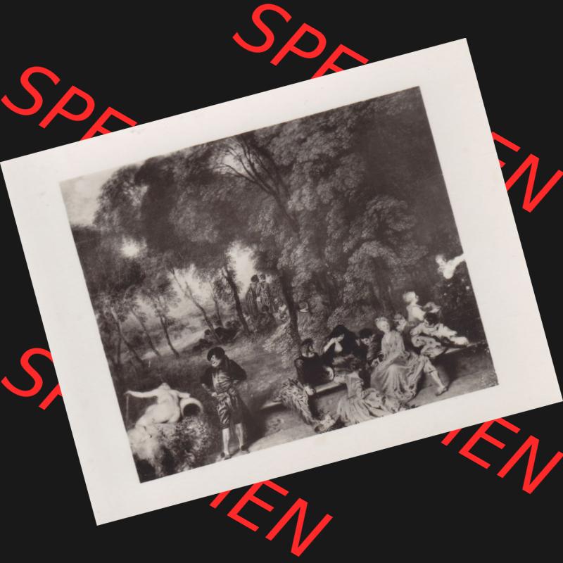 Fotos DDR Bezirk Dresden, Kreis Dresden, Stadt Dresden Gemäldegalerie Alte Meister, Foto vom Gemälde 1972, Antoine Watteau Gesellige Unterhaltung im Freien. Foto... Sammlung