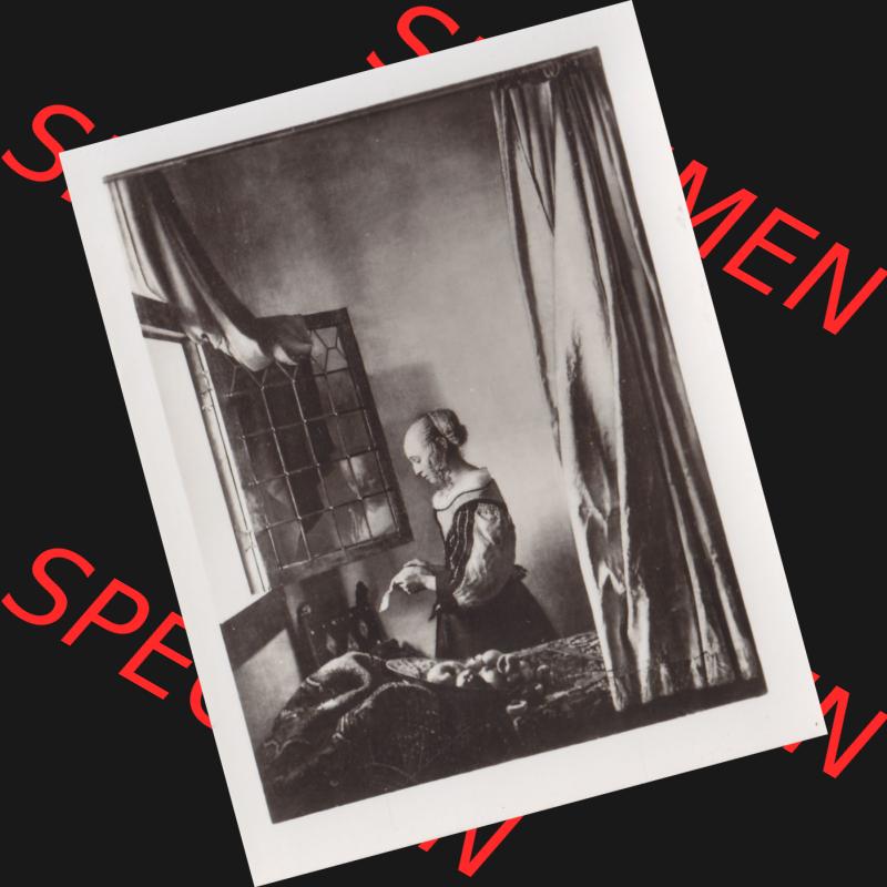 Fotos DDR Bezirk Dresden, Kreis Dresden, Stadt Dresden Gemäldegalerie Alte Meister, Foto vom Gemälde 1972, Brieflesendes Mädchen am offenen Femster. Foto von... Sammlung